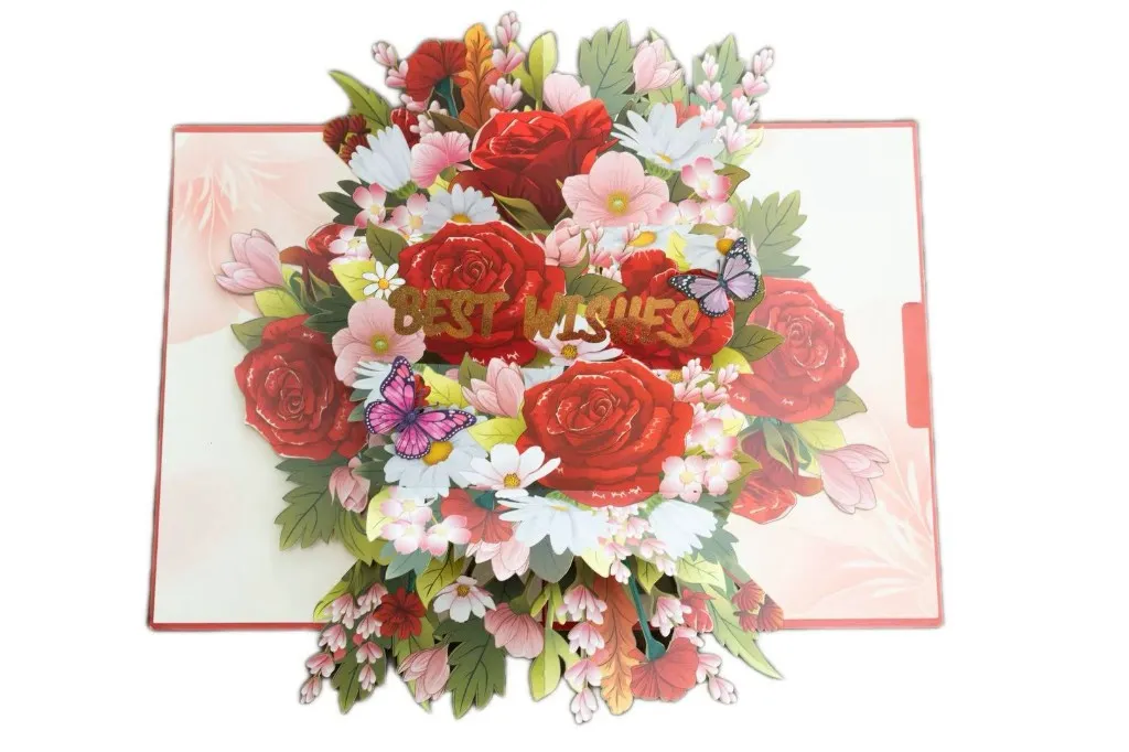 Rose bouquet musical greeting card with personalized music
