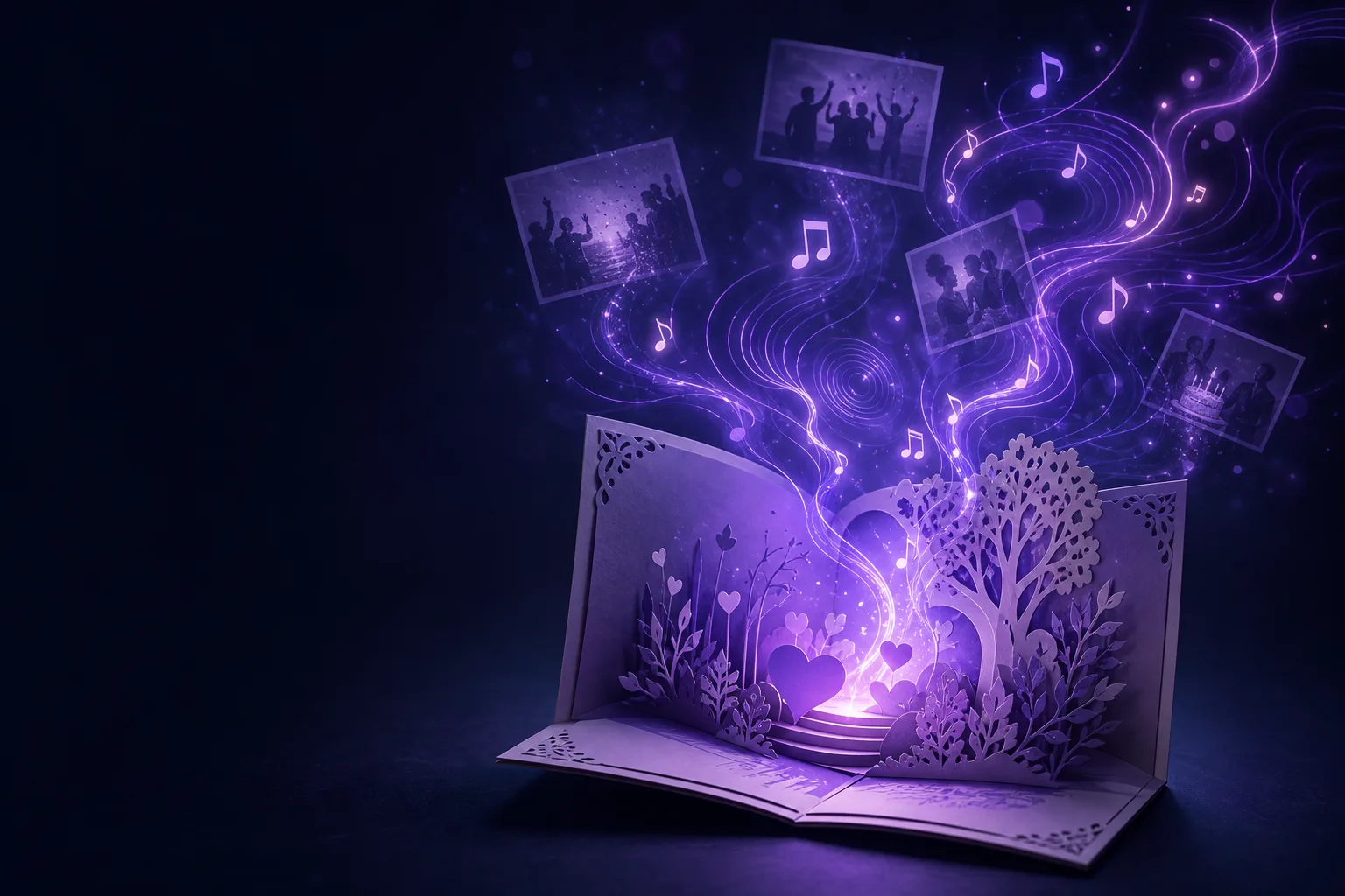 EchoMory musical greeting cards — memory echo with a 3D pop-up music card